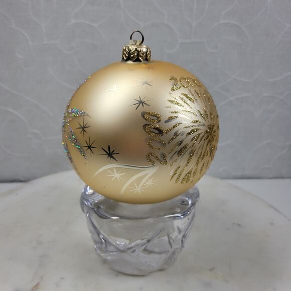 Vtg Radko 2000 Millennium Ball Ornament 4" Gold Glitter Christmas Holiday Decor - Picture 2 of 13